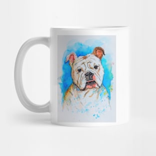 English Bulldog pet portrait watercolor painting Mug